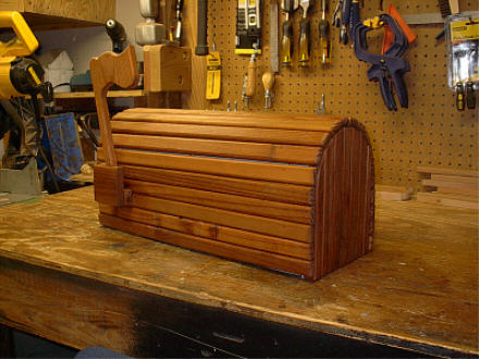 Wooden mailbox cover and flag. Made to fit a standard 